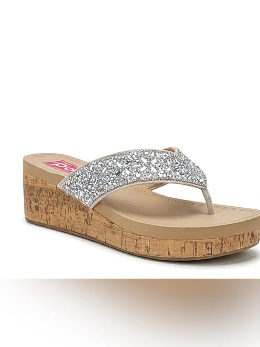 Brand new Size 9 Sparkle Silver Cork Wedge Thong Sandal - Women